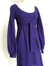 Load image into Gallery viewer, vintage 1960s 70s Alvin Duskin purple mini dress {xs}