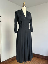 Load image into Gallery viewer, vintage 1940s black rayon dress {s}