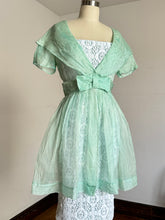 Load image into Gallery viewer, vintage 1960s lace wiggle dress with over dress set {xs}