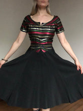Load image into Gallery viewer, vintage 1940s striped dress {xxs}