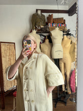 Load image into Gallery viewer, vintage 1950s 60s white coat {XL}