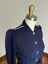 Load image into Gallery viewer, vintage 1930s 40s navy nautical dress {s}