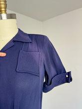 Load image into Gallery viewer, vintage 1940s navy rayon dress {m}