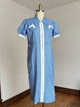 Load image into Gallery viewer, vintage 1930s blue gingham dress {XL}