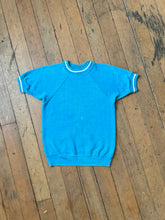 Load image into Gallery viewer, vintage 1960s blue short sleeve sweatshirt
