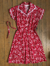 Load image into Gallery viewer, vintage 1940s 50s novelty rooster dress {xs}