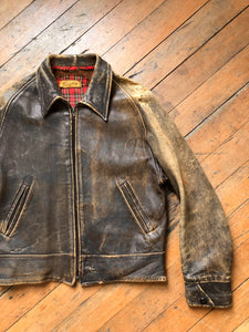 vintage 1930s 40s synched leather jacket