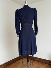 Load image into Gallery viewer, vintage 1930s 40s navy nautical dress {s}