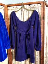 Load image into Gallery viewer, vintage 1960s 70s Alvin Duskin purple mini dress {xs}
