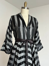 Load image into Gallery viewer, vintage 1940s two tone black striped dress dressing gown {m}