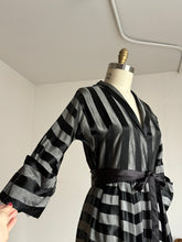 Load image into Gallery viewer, vintage 1940s two tone black striped dress dressing gown {m}