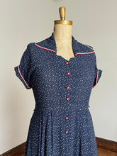 Load image into Gallery viewer, vintage 1940s 50s polka dot dress {XL}