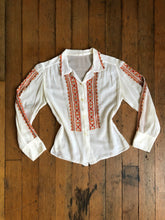 Load image into Gallery viewer, vintage 1950s embroidered blouse {xs}