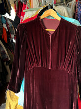 Load image into Gallery viewer, vintage 1930s velvet half zip dress {s/m}