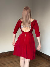Load image into Gallery viewer, vintage 1960s red velvet dress {xxs}
