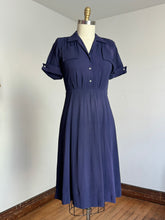 Load image into Gallery viewer, vintage 1940s navy rayon dress {m}
