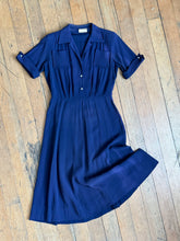 Load image into Gallery viewer, vintage 1940s navy rayon dress {m}