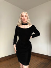 Load image into Gallery viewer, vintage 1980s rhinestone cage neck dress {s}