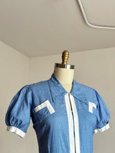 Load image into Gallery viewer, vintage 1930s blue gingham dress {XL}
