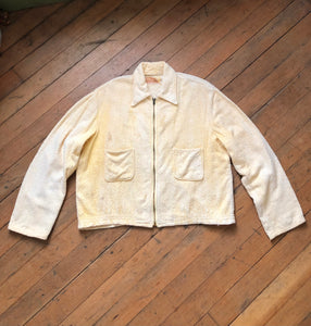 vintage 1940s 50s yellow terrycloth jacket