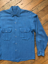 Load image into Gallery viewer, vintage 1940s 50s blue rayon shirt