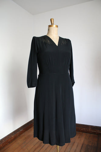 vintage 1940s black rayon dress {1X}