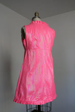Load image into Gallery viewer, vintage 1960s pink shimmer baby doll dress {xs}