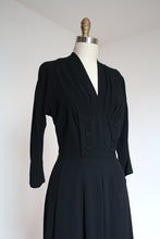 Load image into Gallery viewer, vintage 1940s black rayon dress {s}