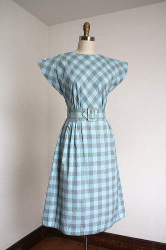 vintage 1940s gingham cotton dress {s}
