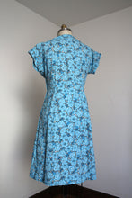 Load image into Gallery viewer, vintage 1950s blue floral dress {L}