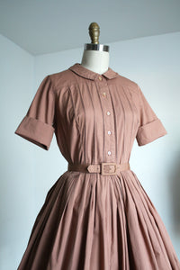 vintage 1950s brown shirtwaist dress {s}