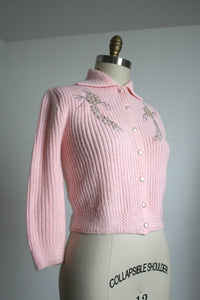 vintage 1950s pink cardigan {m}
