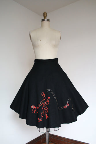 vintage 1950s novelty felt skirt {s}