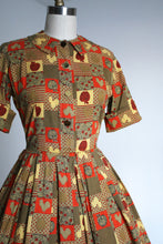 Load image into Gallery viewer, vintage 1950s novelty shirtwaist dress {s}