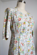 Load image into Gallery viewer, vintage 1940s novelty flower cart dress {L}