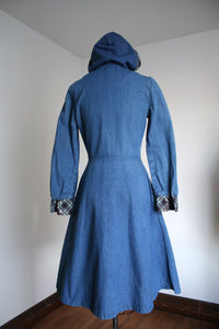 vintage 1970s denim dress with hood {xs/s}