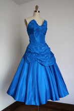 Load image into Gallery viewer, vintage 1950s blue party dress {xs}
