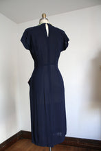 Load image into Gallery viewer, vintage 1940s navy dress {xs}