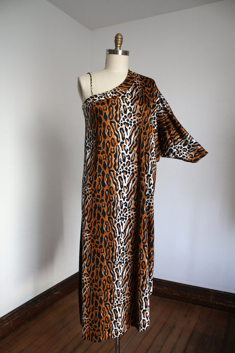 vintage 1970s leopard print maxi dress