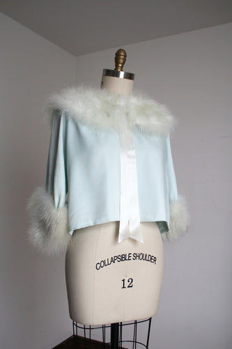 vintage 1960s marabou bed jacket