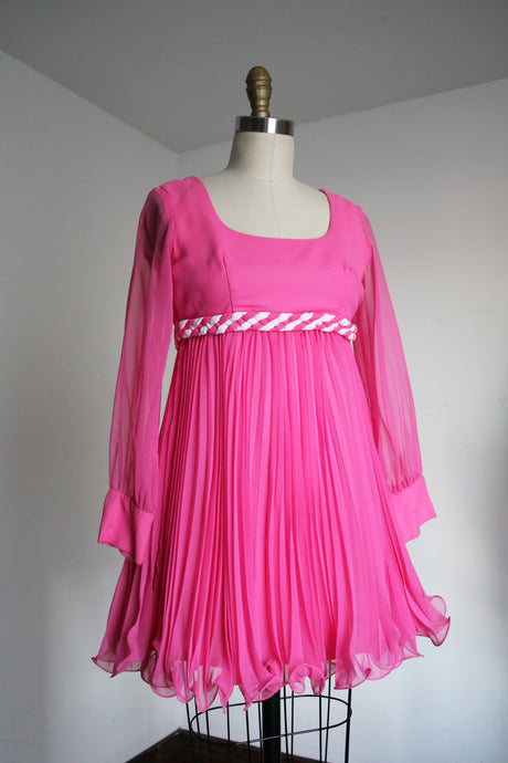 vintage 1960s pink babydoll dress {xxs}