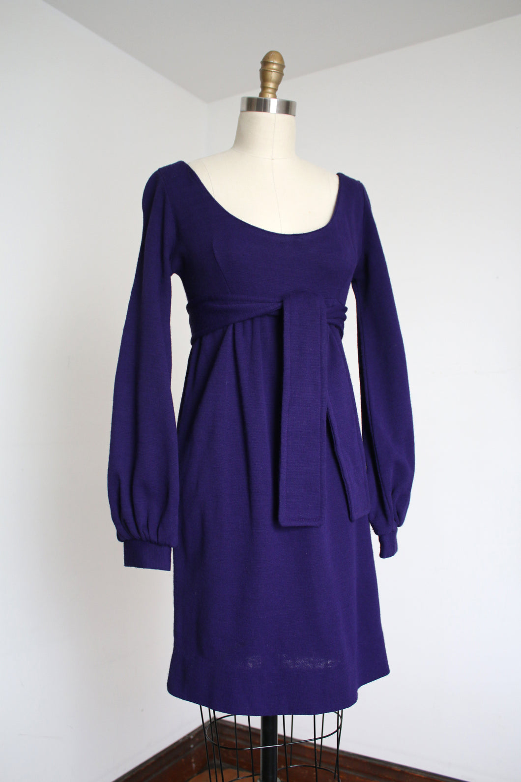 vintage 1960s 70s Alvin Duskin purple mini dress {xs}