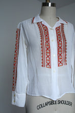 Load image into Gallery viewer, vintage 1950s embroidered blouse {xs}