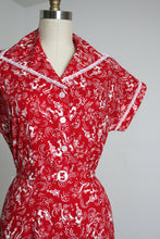 Load image into Gallery viewer, vintage 1940s 50s novelty rooster dress {xs}