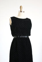 Load image into Gallery viewer, MARKED DOWN vintage 1960s black velvet dress {xs}
