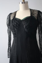 Load image into Gallery viewer, MARKED DOWN vintage 1930s antique lace black dress