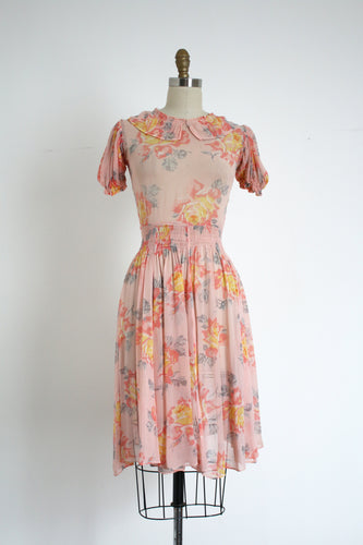 MARKED DOWN vintage 1930s pink floral dress