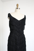 Load image into Gallery viewer, MARKED DOWN vintage 1970s black tassel flapper dress {xs}