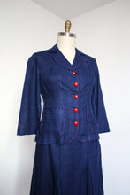 Load image into Gallery viewer, vintage 1940s blue skirt set {m}