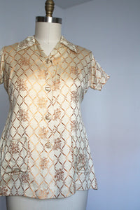 vintage 1940s gold blouse {L}